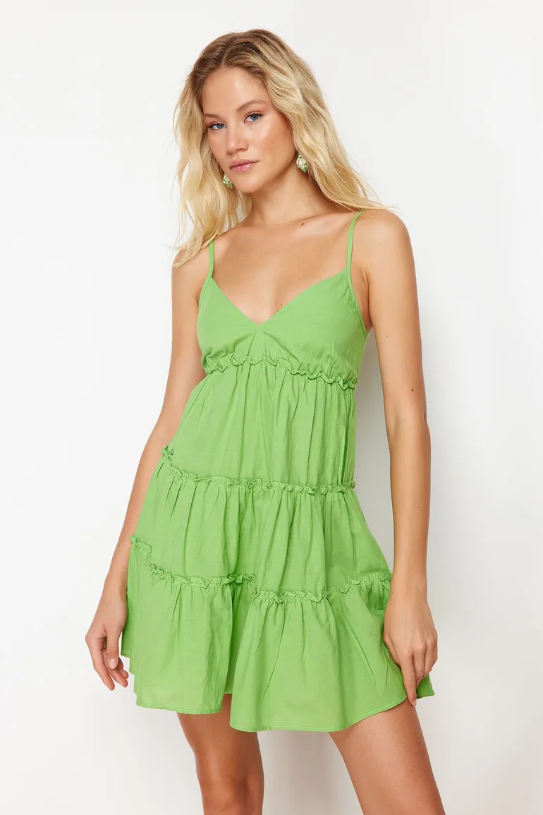 neon green beach dress Neon Green Halter Neck Short Dress main image 1