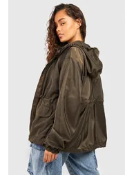 Hooded Synched Waist Parachute Mac - khaki - 1
