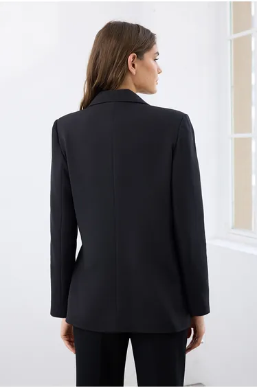 Black Belt Accessory Belted Woven Blazer Jacket