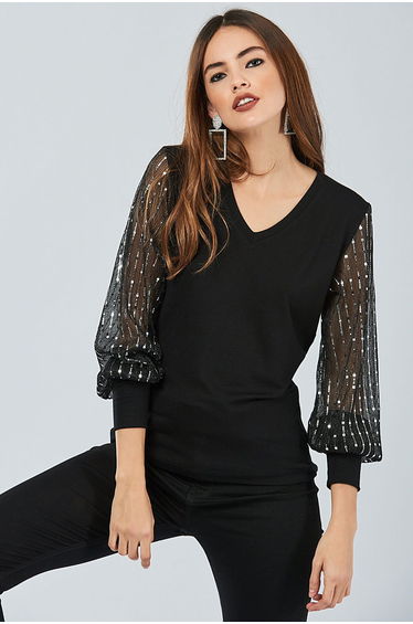 Blouse - Black - Regular fit