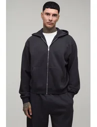 Tall Oversized Boxy Hooded Zip Through Wide Leg Tracksuit - charcoal - 2