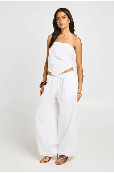 Patchwork Embroidered Balloon Trouser - white