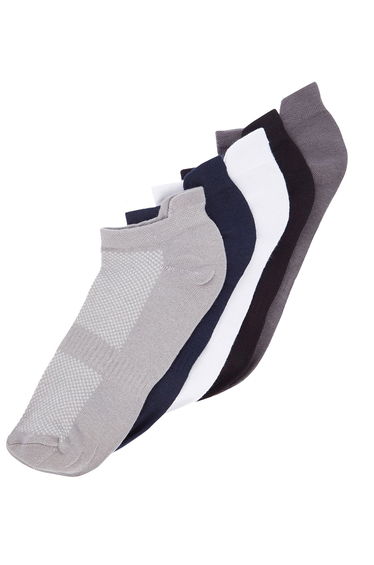Men's Multicolored Cotton 5-Pack Elastic Sports Booties Socks .