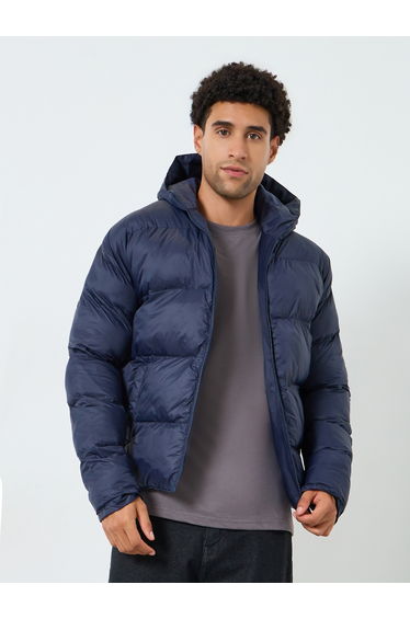 Men Relaxed Fit Solid Puffer Jacket