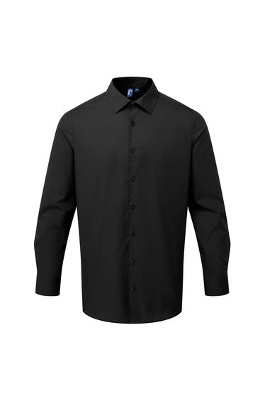 Premier Mens Poplin Long-Sleeved Formal Shirt - Black