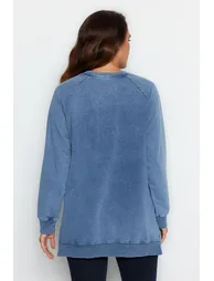 سويتشيرت محبوك لون أزرق - 5