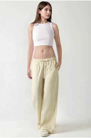 Elastic Waist Striped Cotton Pants