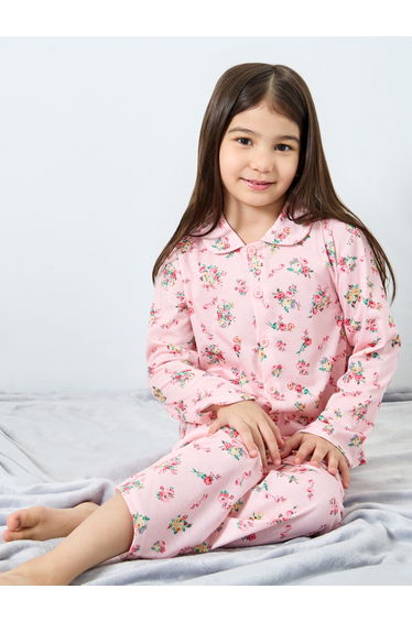 Girls Floral Print Shirt and Pyjama Set