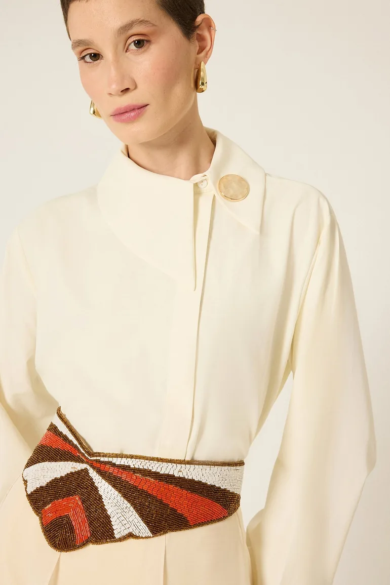 ASYMMETRICAL POPLIN SHIRT - 2