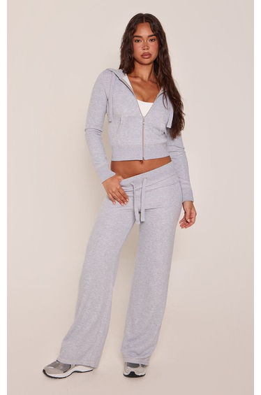 Grey Marl Low Rise Fitted Joggers