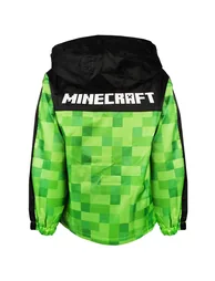 Minecraft Boys Creeper Hooded Waterproof Jacket - Green/Black - 1