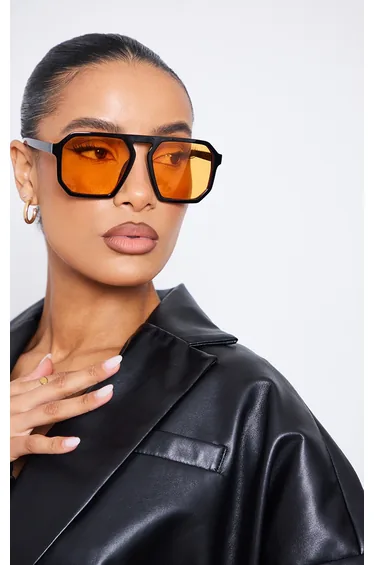 Orange Lens Cut Out Aviator Sunglasses