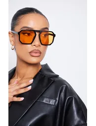 Orange Lens Cut Out Aviator Sunglasses