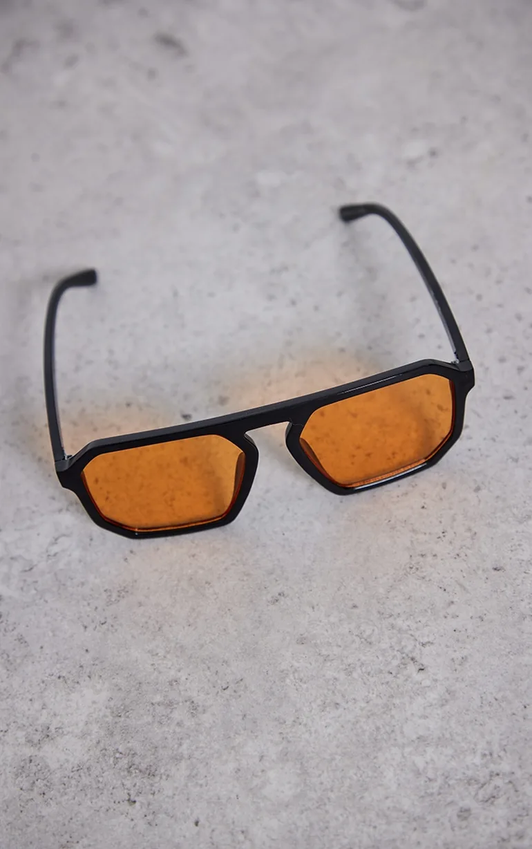Orange Lens Cut Out Aviator Sunglasses - 1