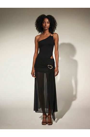 Dazbog One Shoulder Cutout Asymmetric Maxi Dress