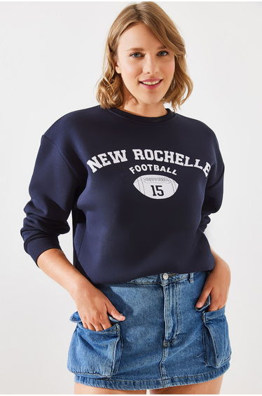 Women's Triple Thread Raised Rochelle Text Printed Sweatshirt