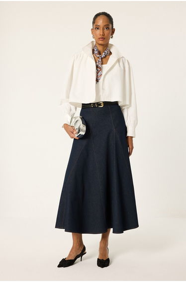 PIECE-CUT DENIM SKIRT
