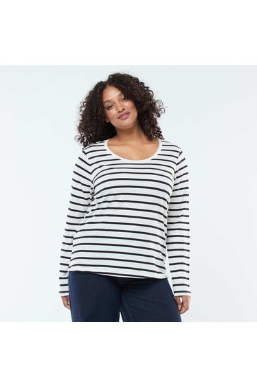 Plain long-sleeved jersey T-shirt WHITE