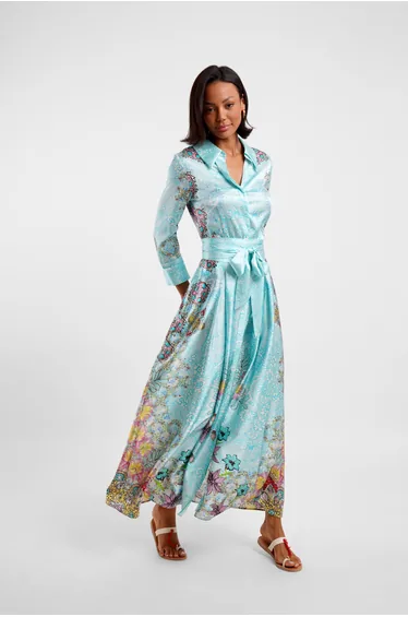 Belted Maxi Shirt Dress / "Floral Medley"