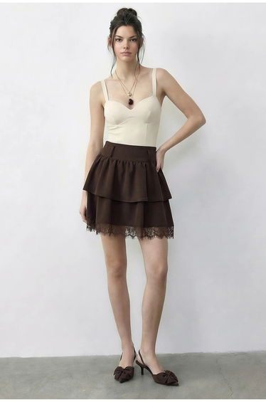 LUCCI Women’s High-waist Lace Mini Skirt