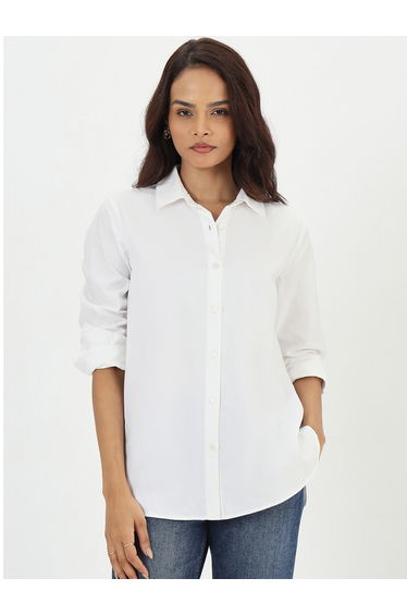 Women White Cotton Long Sleeve Shirt
