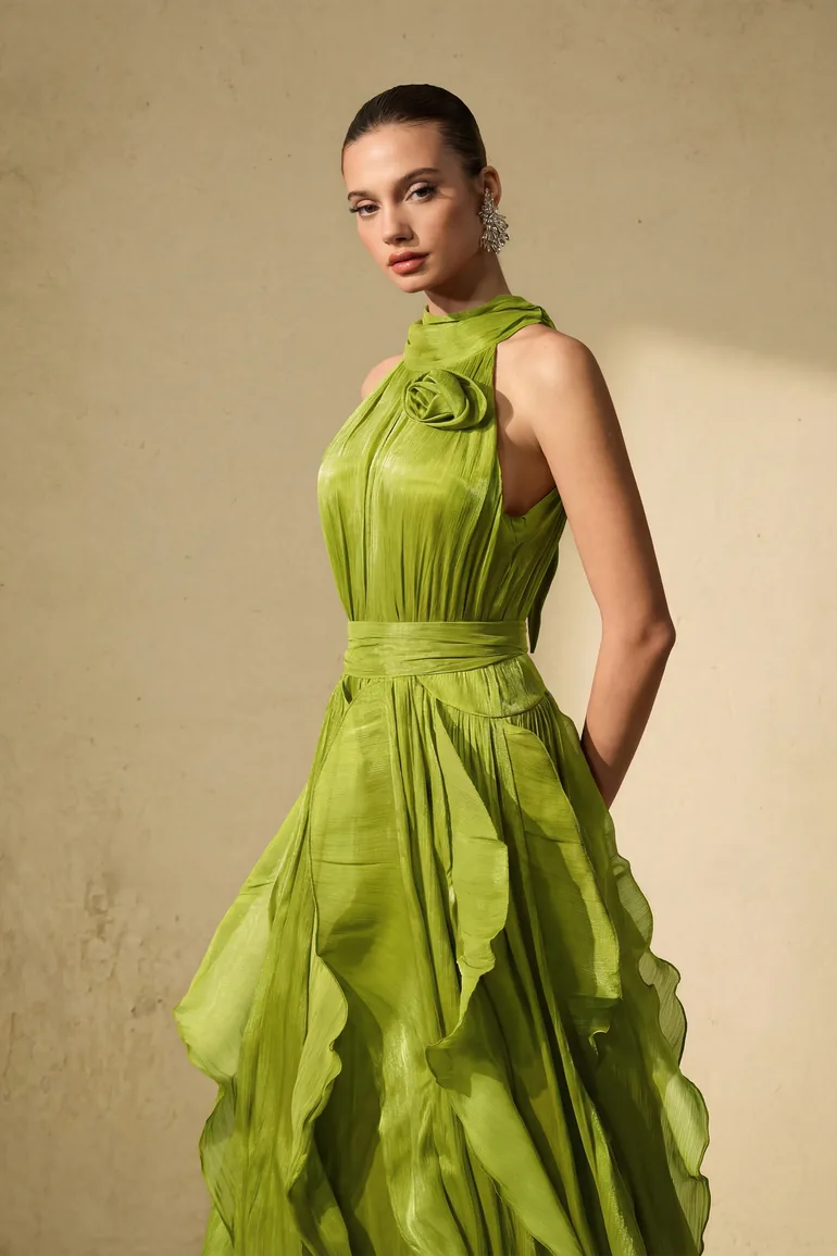 Love In Your Eyes Rosette Tiered Ruffles Maxi Dress - 1