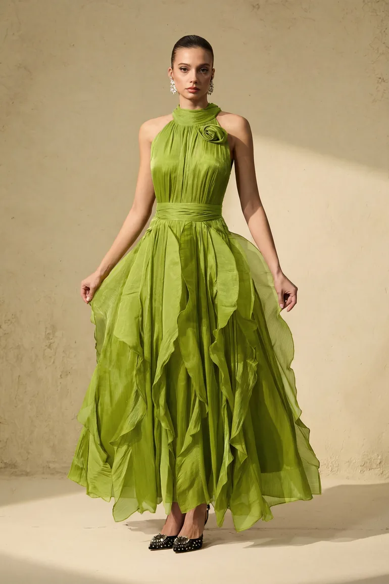 Love In Your Eyes Rosette Tiered Ruffles Maxi Dress - 3