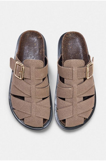 Beige Suede Women's Fisherman Slippers