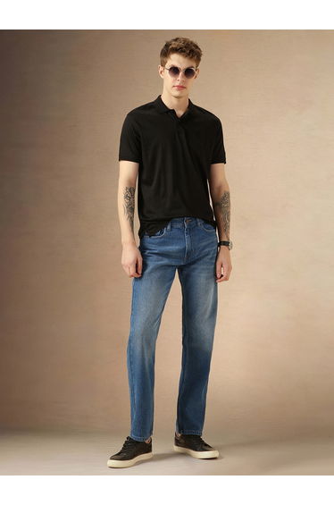Mid Rise Straight Fit Faded Jeans