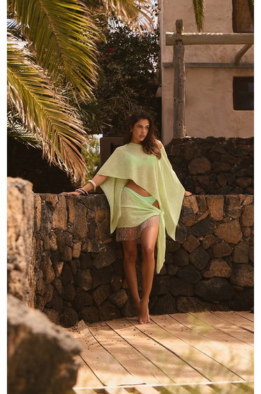 Lime Tassel Hem Beach Sarong