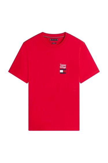 Tommy Hilfiger Mens Stack Logo T-Shirt - Red