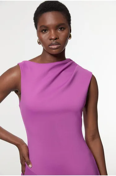 Scuba Drama Ruffle Hem Woven Maxi Dress