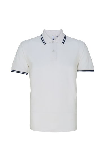 Asquith & Fox Mens Classic Fit Tipped Polo Shirt - White/Navy