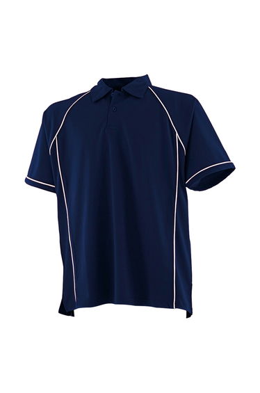 Finden & Hales Mens Piped Performance Polo Shirt - Navy/White