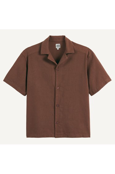 Cotton/Linen Shirt with Short Sleeves