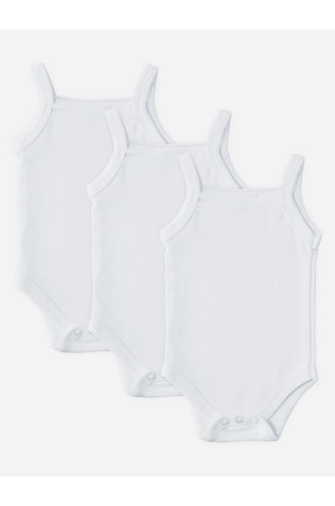 Pack of 3 - Solid Combed Cotton Sleeveless Bodysuit