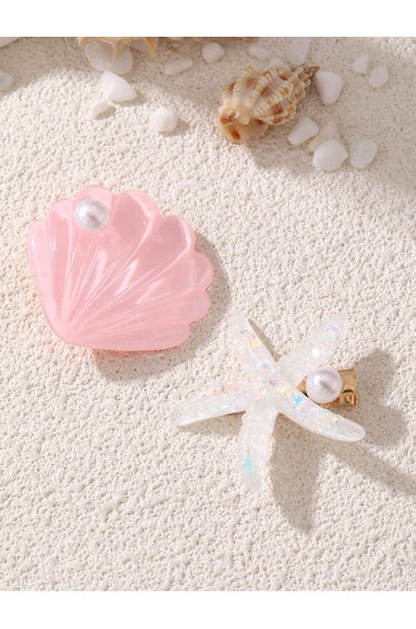 Set of 2 - Seashell and Starfish Hair Clip