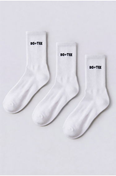 Ribbed Half-Crew 3-Pack Socks in White