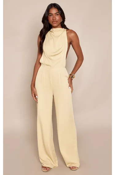Yellow Chiffon Back Detail Jumpsuit