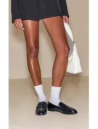 Black Croc PU Basic Squared Toe Loafer