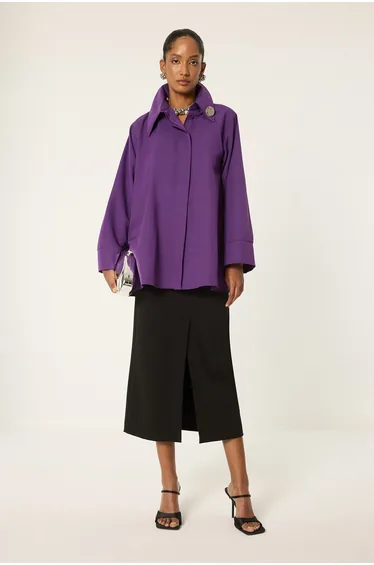 ASYMMETRICAL POPLIN SHIRT