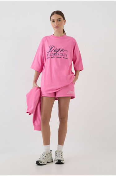 DSGN Studio Wellness Club Oversized T-Shirt - pink