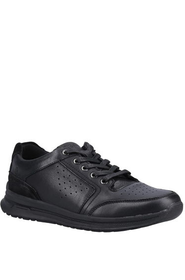 Hush Puppies Mens Joseph Leather Trainers - Light Black
