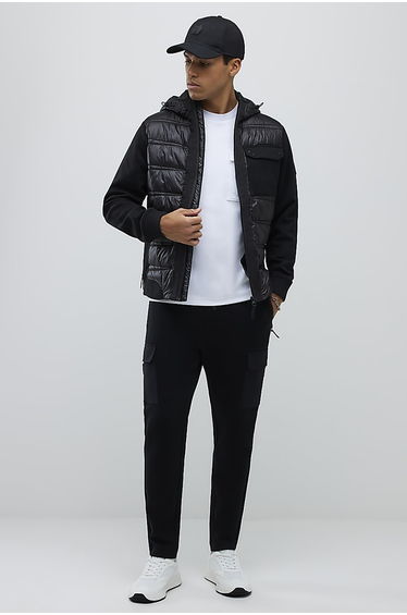 Black Hybrid Hooded Jacket