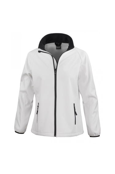 Result Womens/Ladies Core Printable Softshell Jacket - White/Black