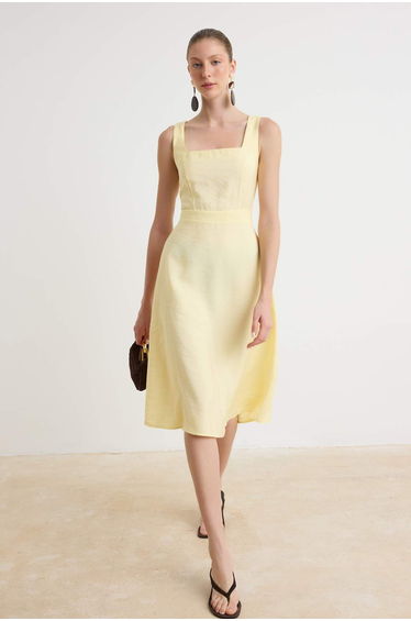 More Sustainable Yellow Midi Woven Dress