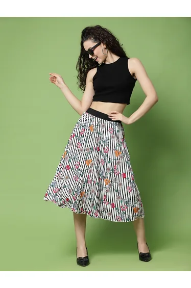 تنورة ميدي قطن متعددة الالوان