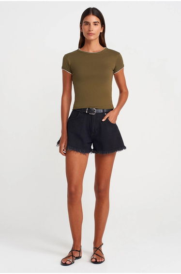 Dilvin Women's Slim Fit Cotton Crop T-Shirt