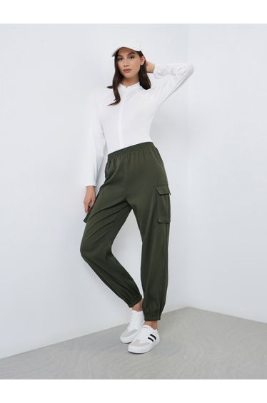 Dark Green Relaxed Fit Cargo Joggers
