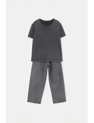 Anthracite Plain Knitted Bottom - Top Set - 3